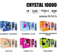 10K Puffs Wholesale Hotuwinvape Crystal 10000 Puffs Disposable 20+ Flavors 0%/2%/3%/5% Nic RGB Lights