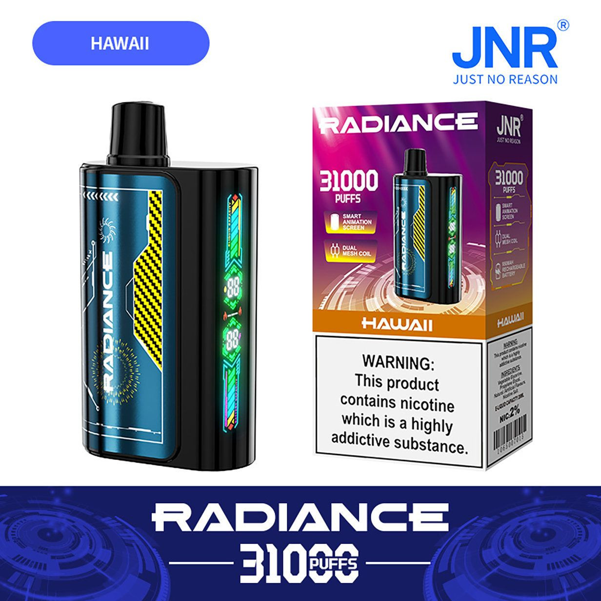 JNR Radiance 31000 Puffs Disposable Vape Belgium 950 mAh Rechargeable Battery JNR Vapes Wholesale